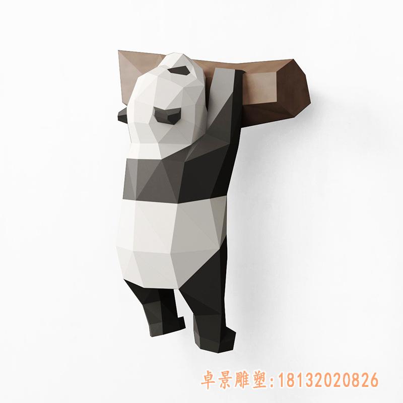 玻璃钢熊猫雕塑定制户外定制熊猫爬墙橱窗玻璃钢熊猫几何动物(wù)雕塑