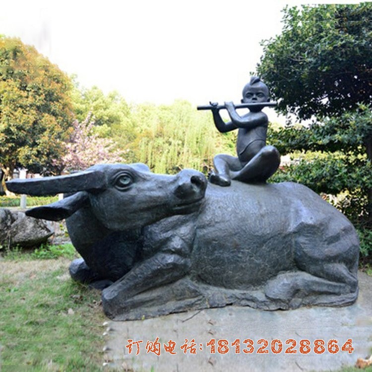 供应民(mín)俗铜雕摆件牧童骑牛雕塑 