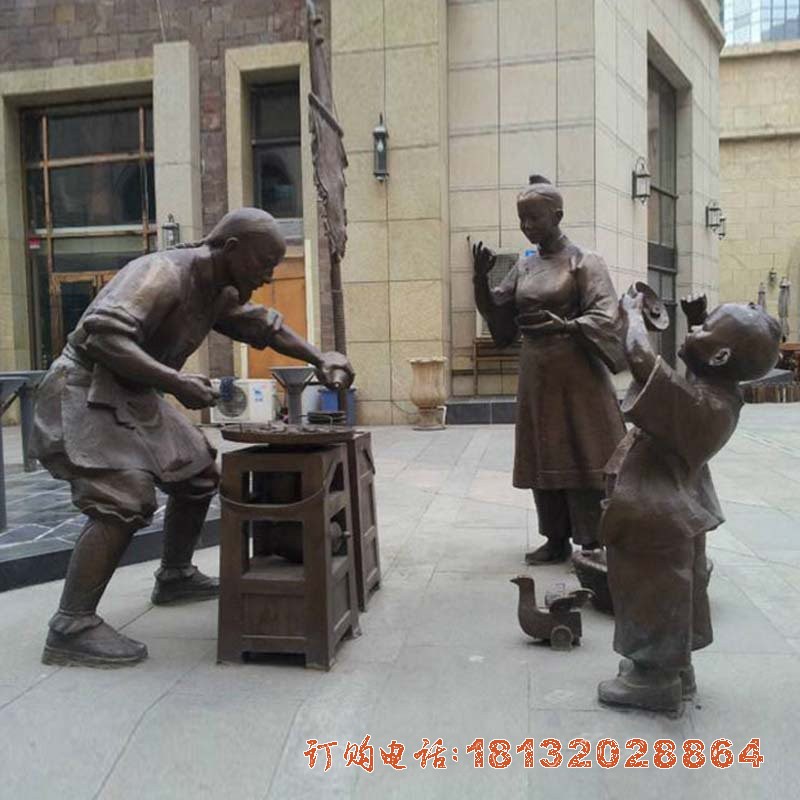 买卖小(xiǎo)吃的街(jiē)边人物(wù)铜雕