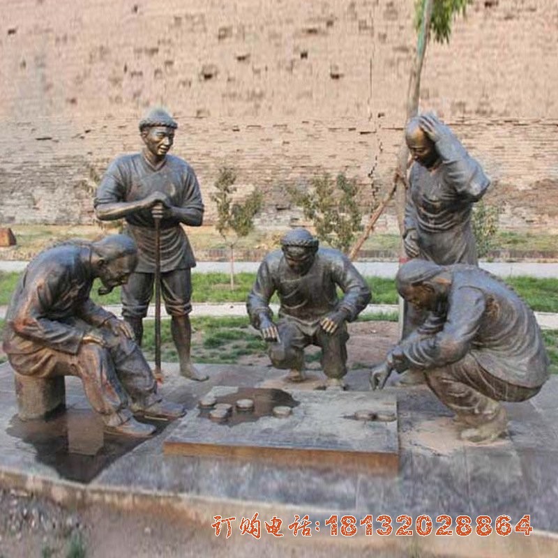 下象棋的古代人物(wù)铜雕