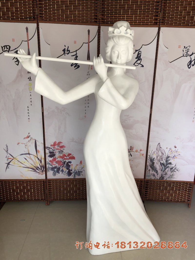 玻璃钢吹笛音乐人物(wù)雕塑