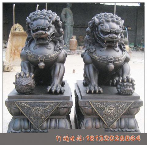 铜雕北京狮