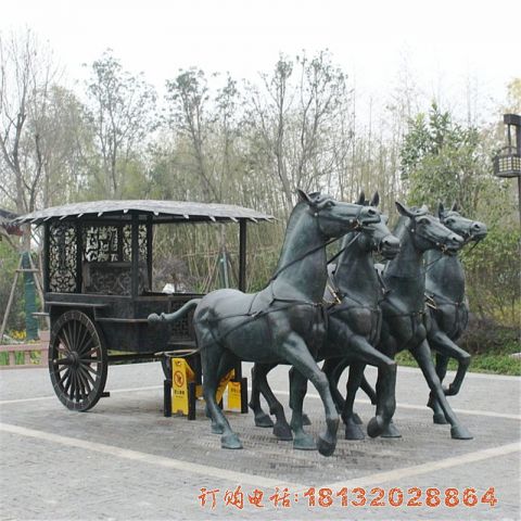 青铜古代马車(chē)雕塑