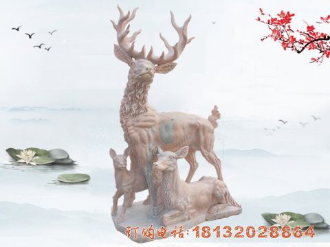 晚霞红梅花(huā)鹿雕塑