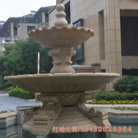 大理(lǐ)石双层简约喷泉雕塑
