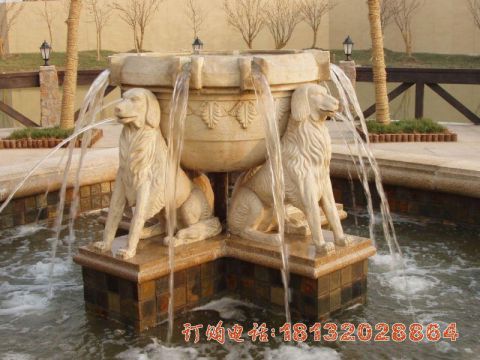 公园动物(wù)狗喷泉石雕