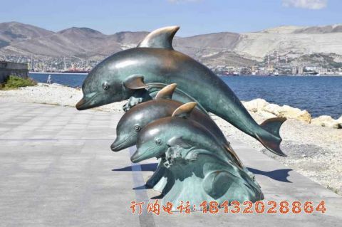 铜雕海豚动物(wù)雕塑