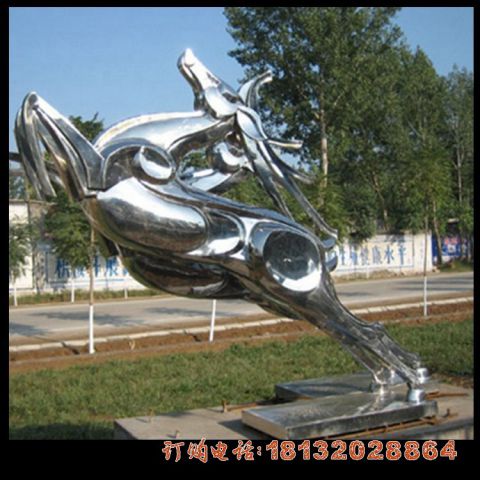 公园跳跃的梅花(huā)鹿不锈钢雕塑