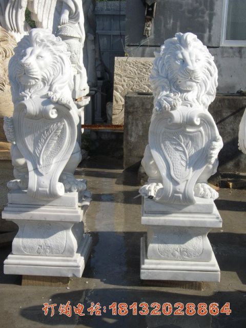 歐式盾牌獅子石雕