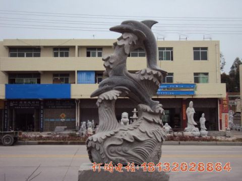大理(lǐ)石海豚海浪石雕