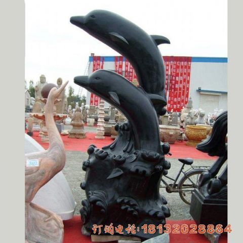 中國(guó)黑海豚石雕