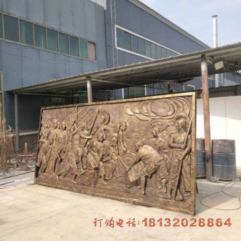 搬运工人物(wù)铜浮雕